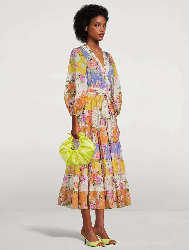 Pattie Wrap Midi Dress Floral Print