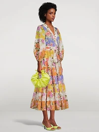 Pattie Wrap Midi Dress Floral Print