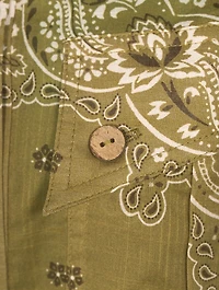 Violet Cotton Shirt Bandana Print