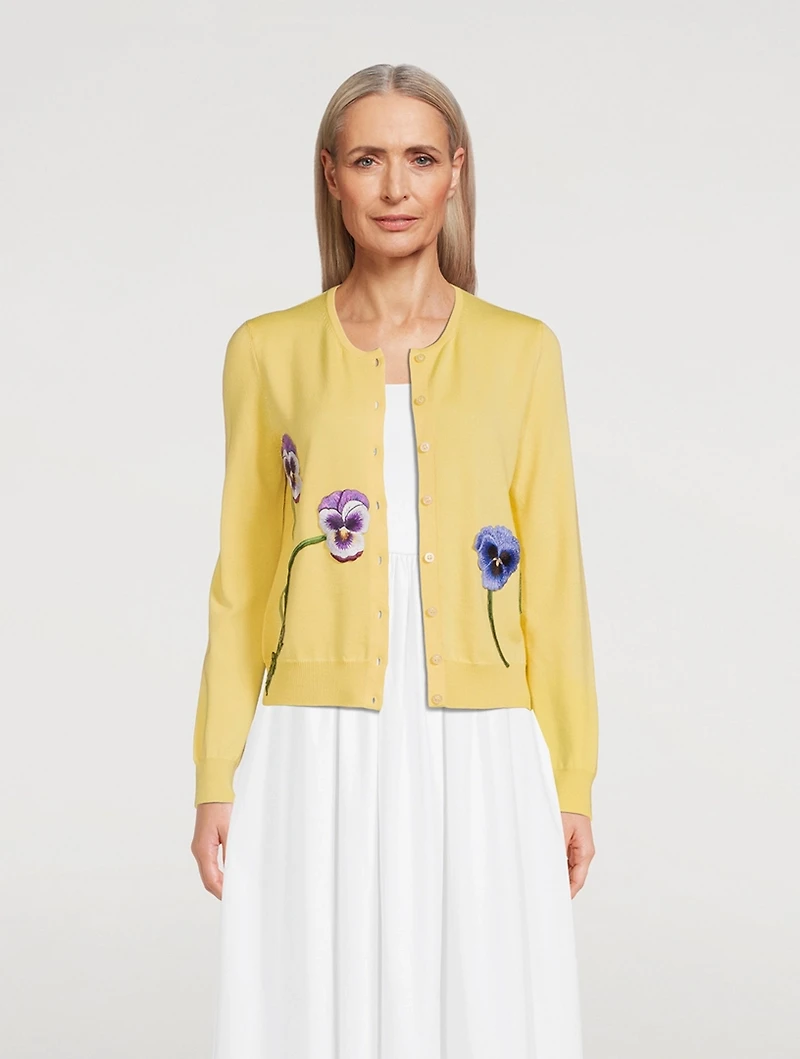 Pansy Embroidered Cardigan