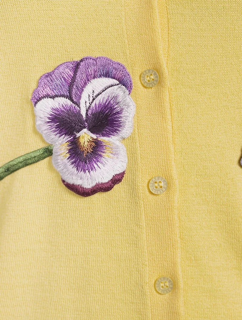 Pansy Embroidered Cardigan