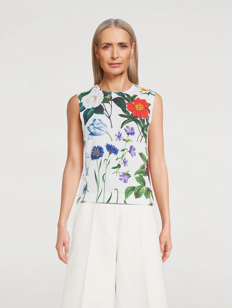 Sleeveless Sweater In Floral Print