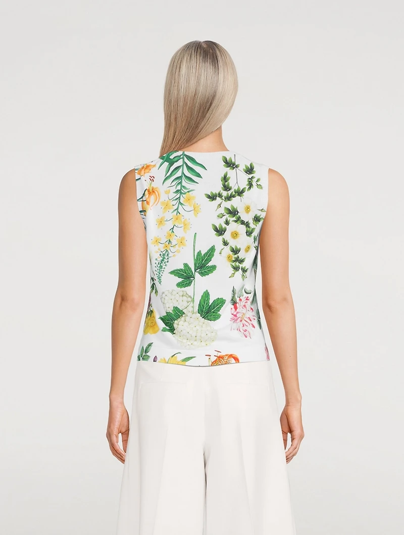 Sleeveless Sweater In Floral Print