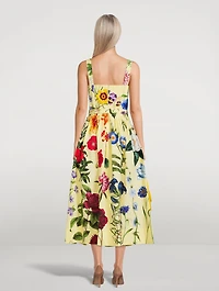 Belted Poplin Midi Dress Floral Print
