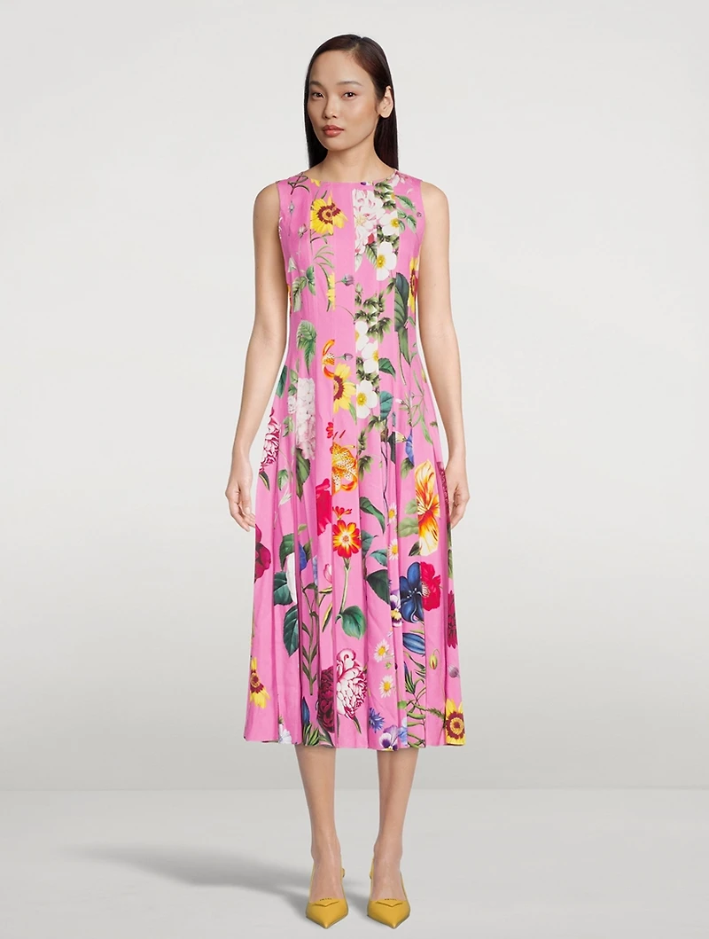 Sleeveless Inset Midi Dress Floral Print