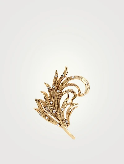 Small Feather Earrings With Crystals
