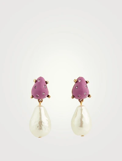 Candy Pearl Drop Earrings With Crystals