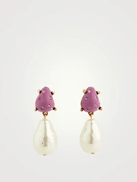 Candy Pearl Drop Earrings With Crystals