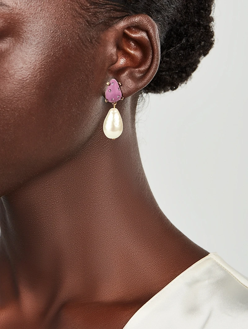Candy Pearl Drop Earrings With Crystals