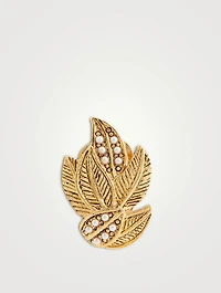 Leaf Enamel Earrings With Crystal Pearls