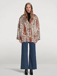 Levine Double-Breasted Coat In Paisley Print