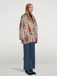 Levine Double-Breasted Coat In Paisley Print