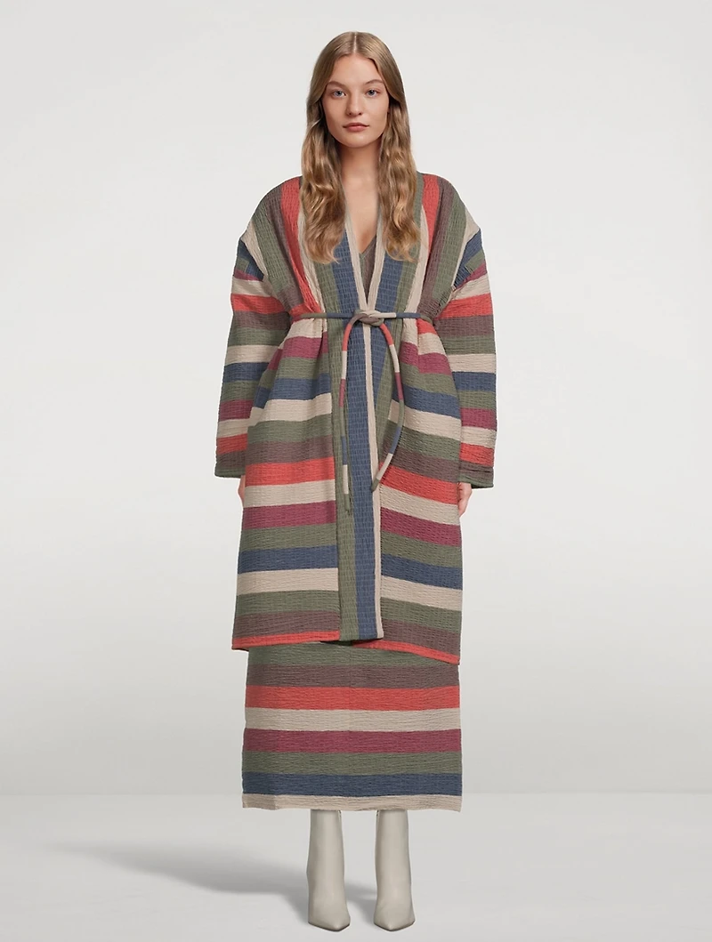 Kathya Striped Robe Coat