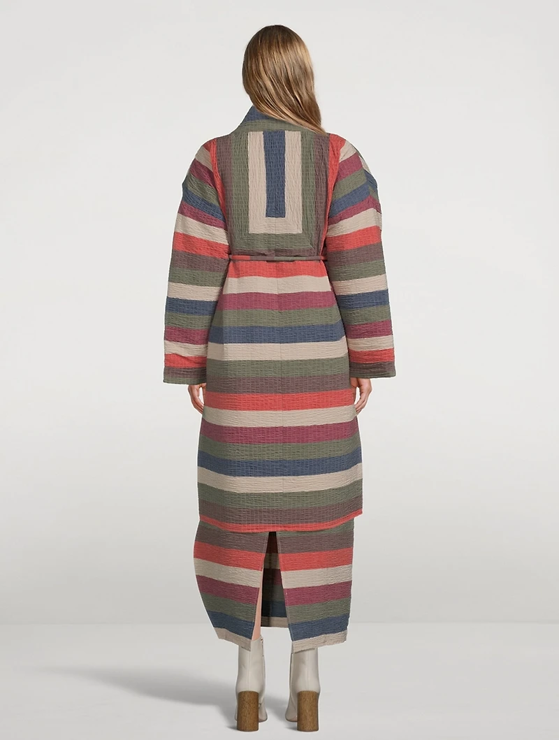 Kathya Striped Robe Coat