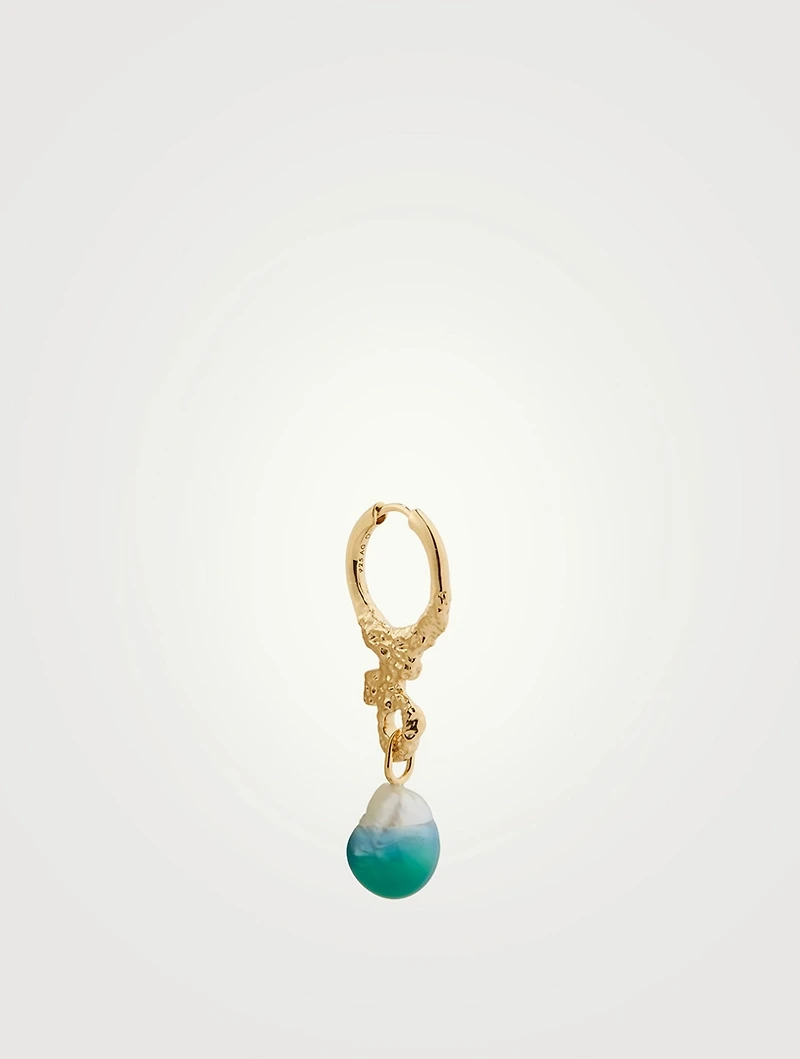 Miran Hoop Drop Earring With Dipped Pearl