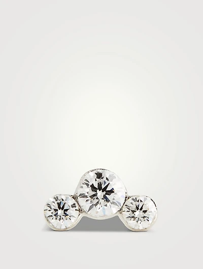 Invisible Set Three Diamond 18K Gold Curve Earring
