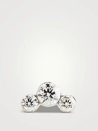 Invisible Set Three Diamond 18K Gold Curve Earring