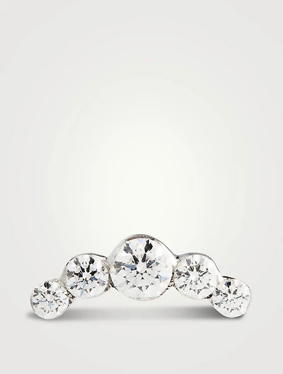 Invisible Set Five Diamond 18K Gold Curve Earring
