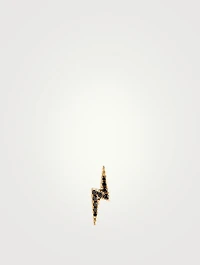 Lightning Bolt 18K Gold Stud Earring With Black Diamonds