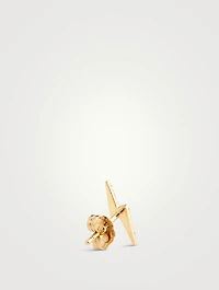 Lightning Bolt 18K Gold Stud Earring With Black Diamonds
