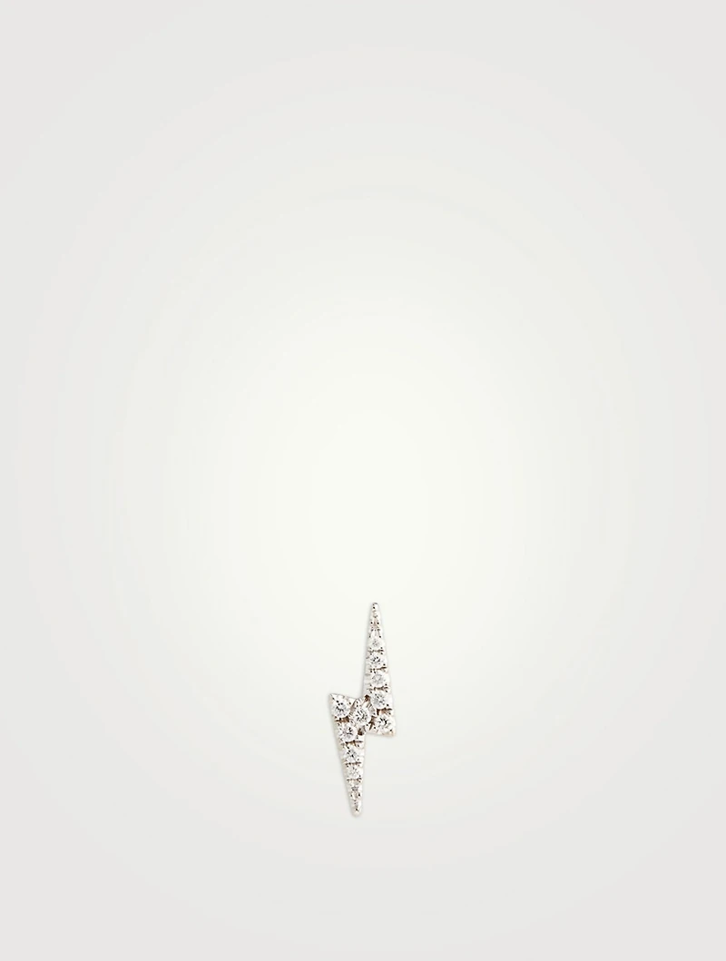 Lightning Bolt 18K Gold Stud Earring With Diamonds