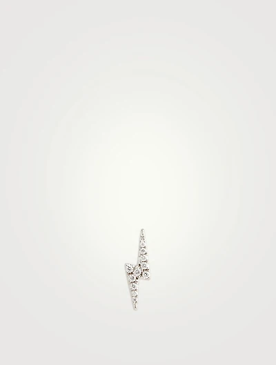 Lightning Bolt 18K Gold Stud Earring With Diamonds