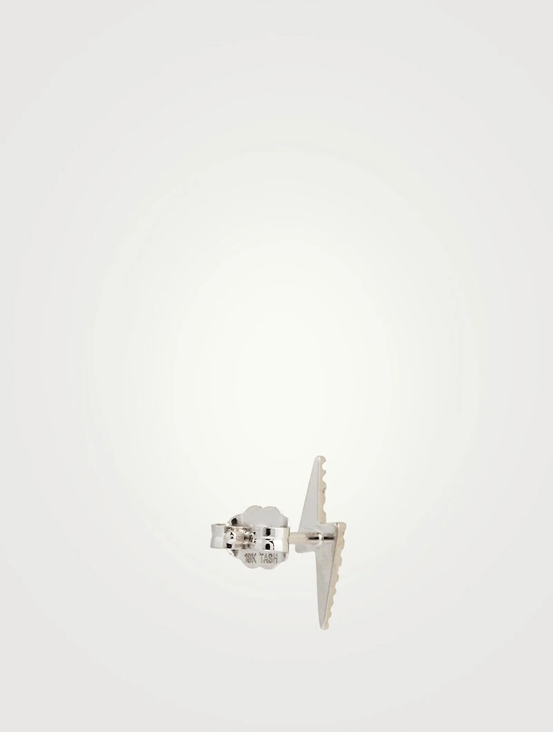 Lightning Bolt 18K Gold Stud Earring With Diamonds