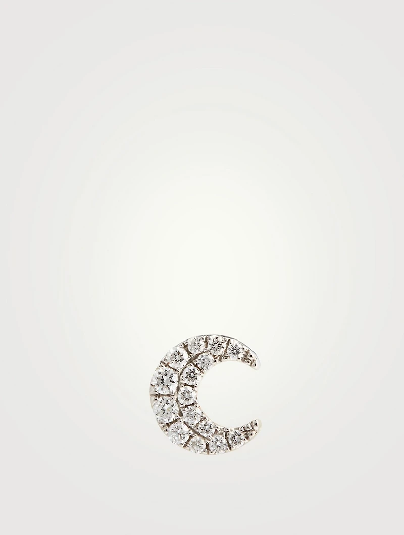 Moon 18K Gold Stud Earring With Diamonds