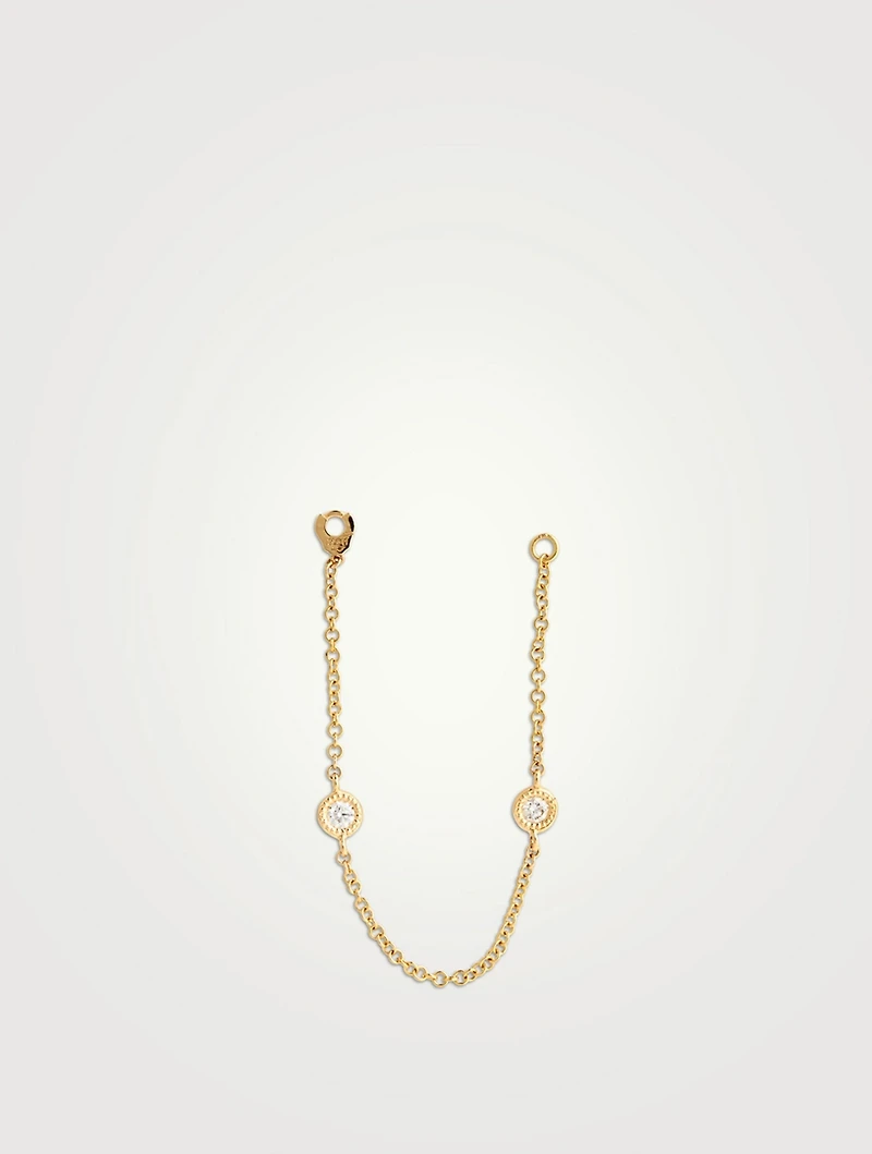Long Double Diamond 18K Gold Chain Connecting Charm For Earring