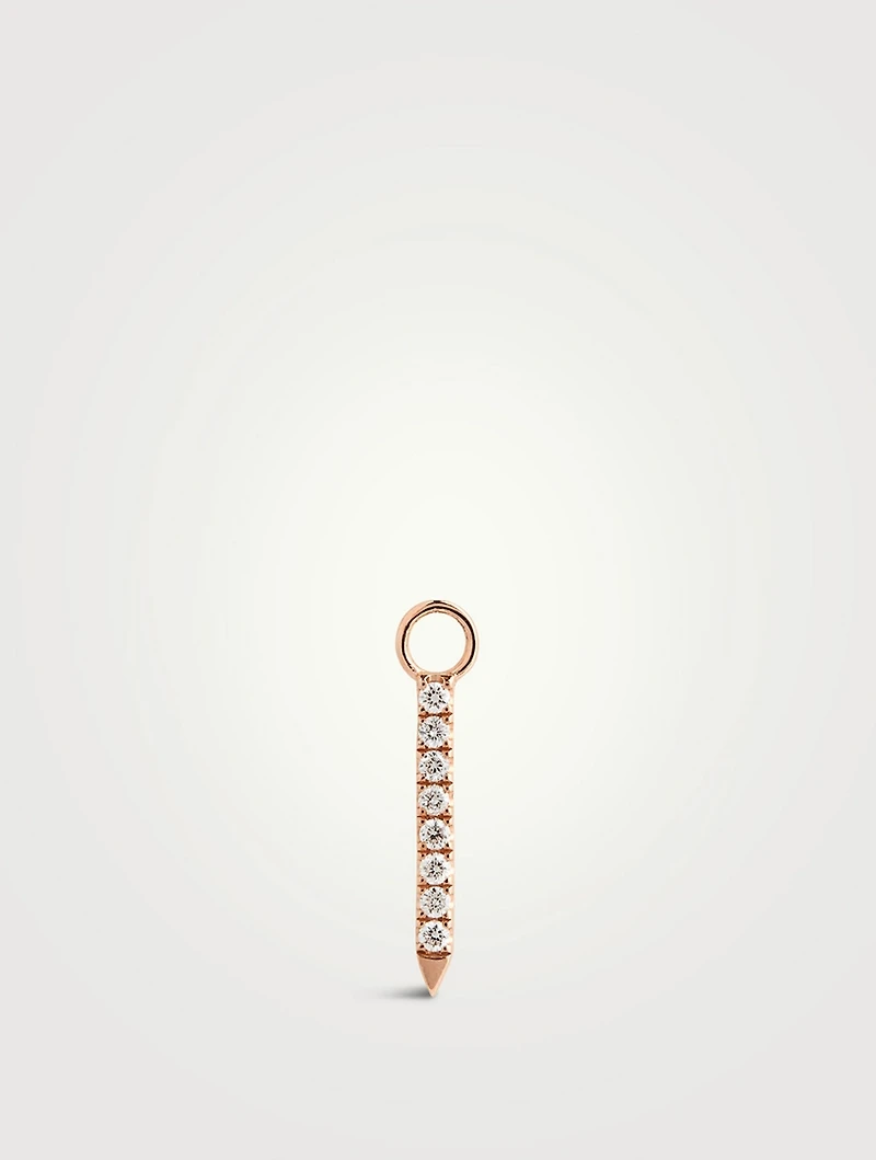 Black & White Diamond Eternity 18K Gold Bar Charm For Earring