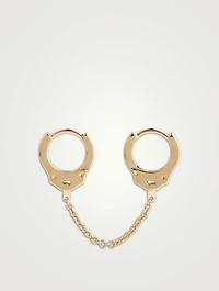 Handcuff 14K Gold Clicker Hoop Earrings With Medium Chain