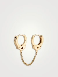 Handcuff 14K Gold Clicker Hoop Earrings With Medium Chain