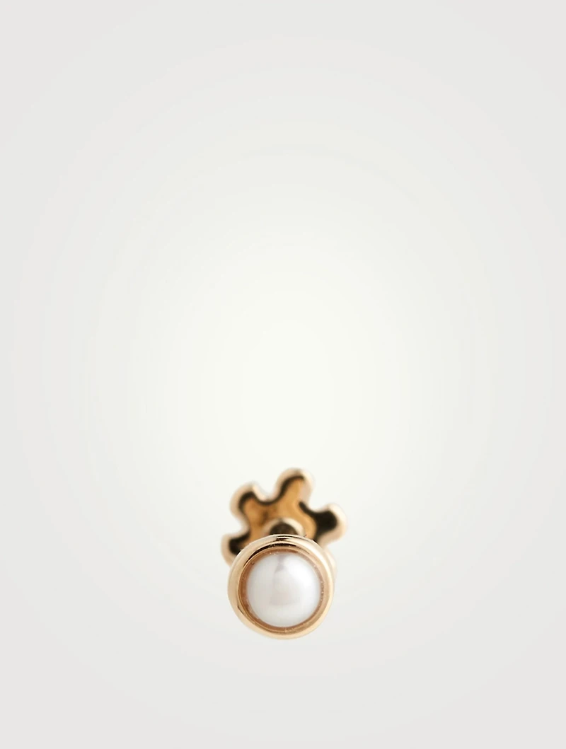 Natural Pearl 14K Gold Stud Earring