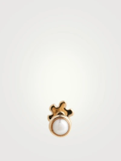 Natural Pearl 14K Gold Stud Earring