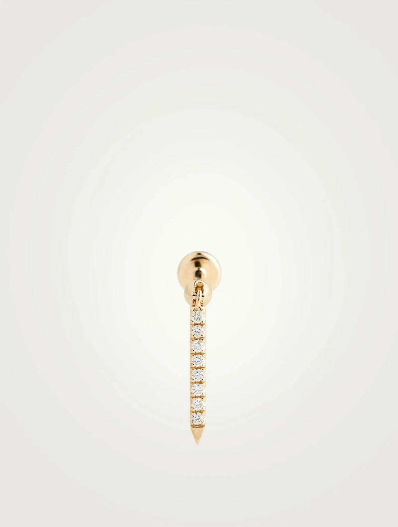 Diamond Eternity 18K Gold Bar Drop Earring