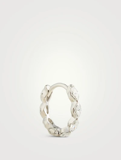 18K Gold Invisible Set Marquise Diamond Huggie Hoop Earring