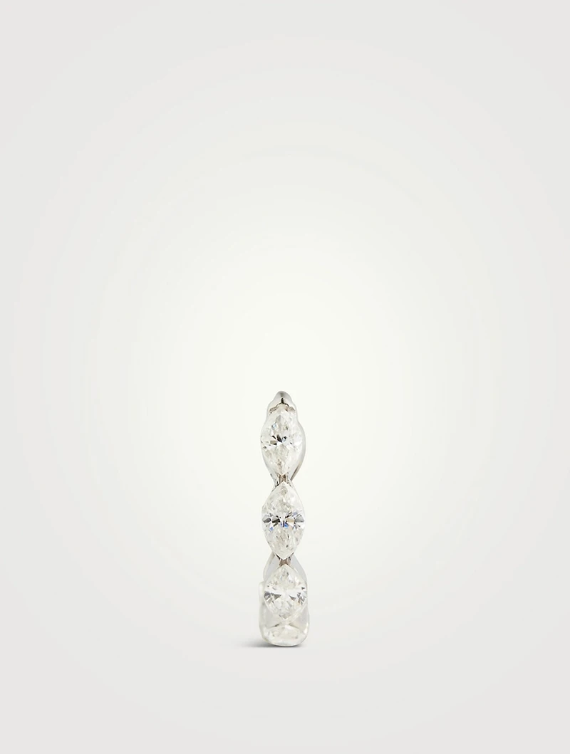 18K Gold Invisible Set Marquise Diamond Huggie Hoop Earring