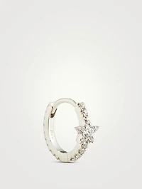18K Gold Eternity Diamond Star Huggie Hoop Earring