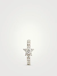 18K Gold Eternity Diamond Star Huggie Hoop Earring