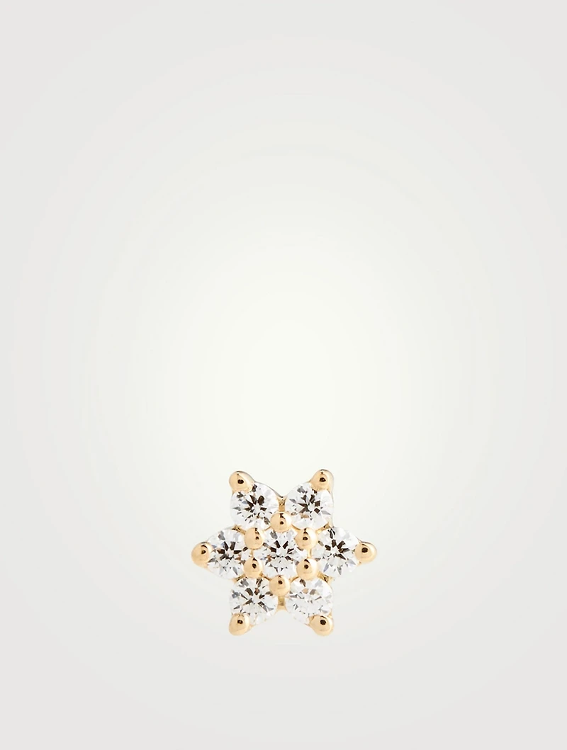 Diamond Flower 18K Stud Earring