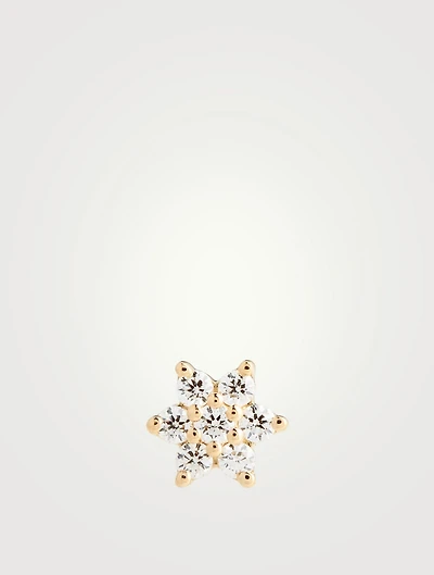 Diamond Flower 18K Stud Earring
