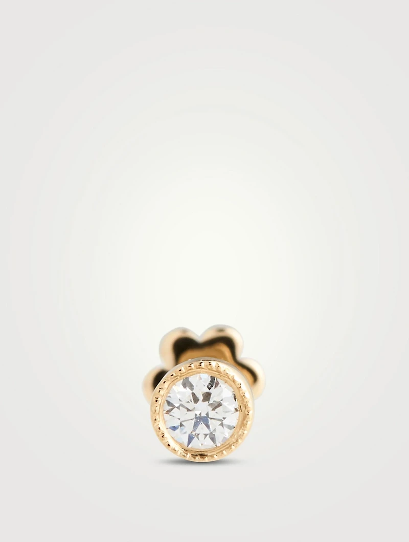Scalloped Set Diamond Stud Earring