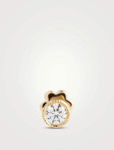 Scalloped Set Diamond Stud Earring