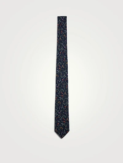 Silk Tie In Floral Print