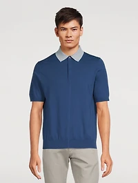 Contrast-Collar Polo Shirt