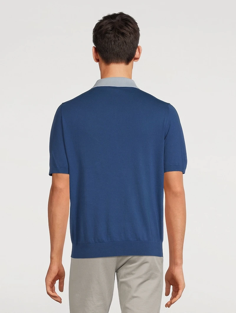Contrast-Collar Polo Shirt