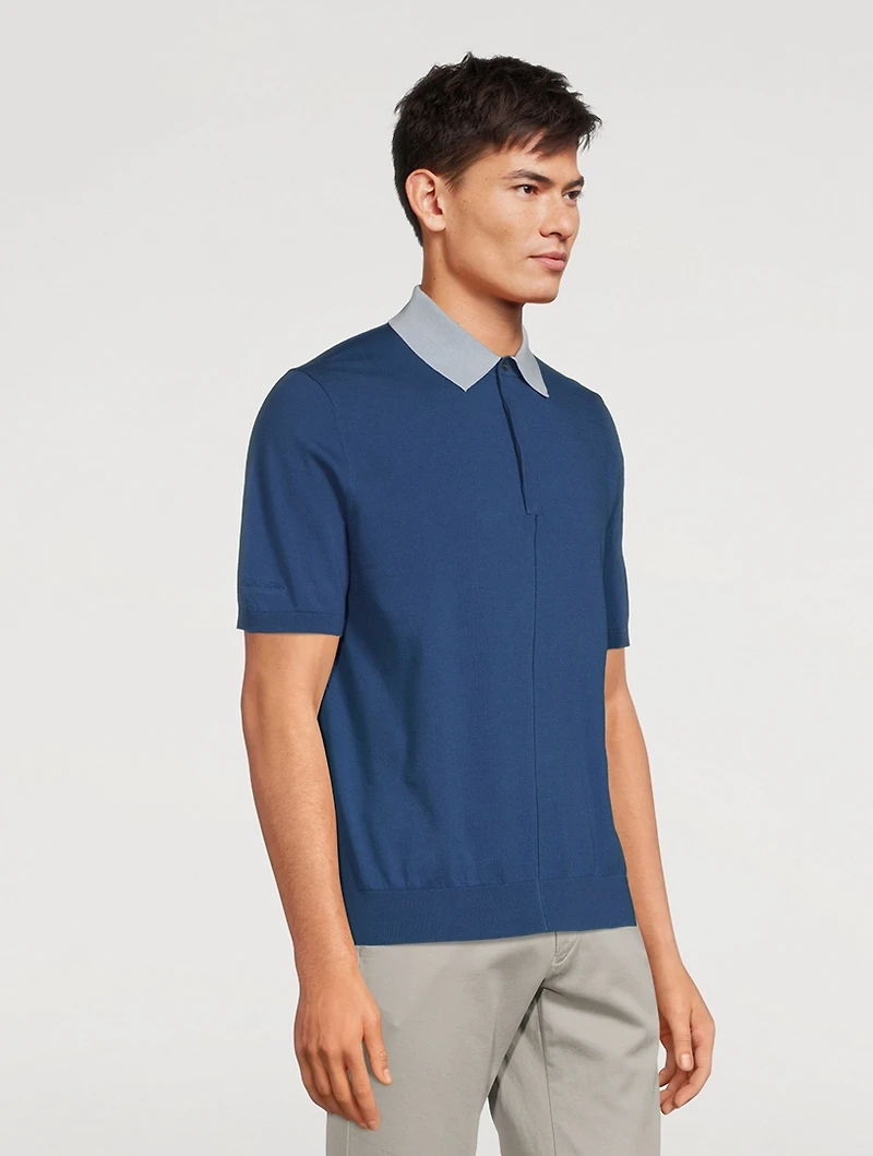 Contrast-Collar Polo Shirt