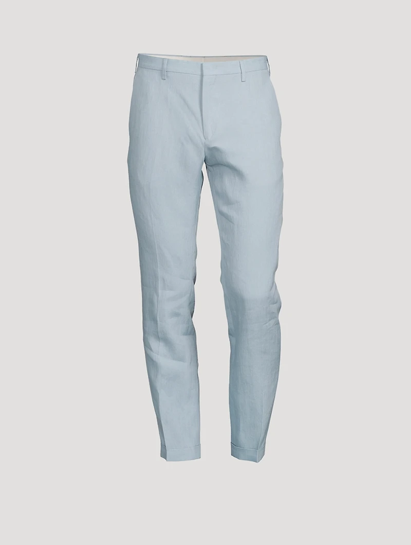 Linen Flat-Front Pants