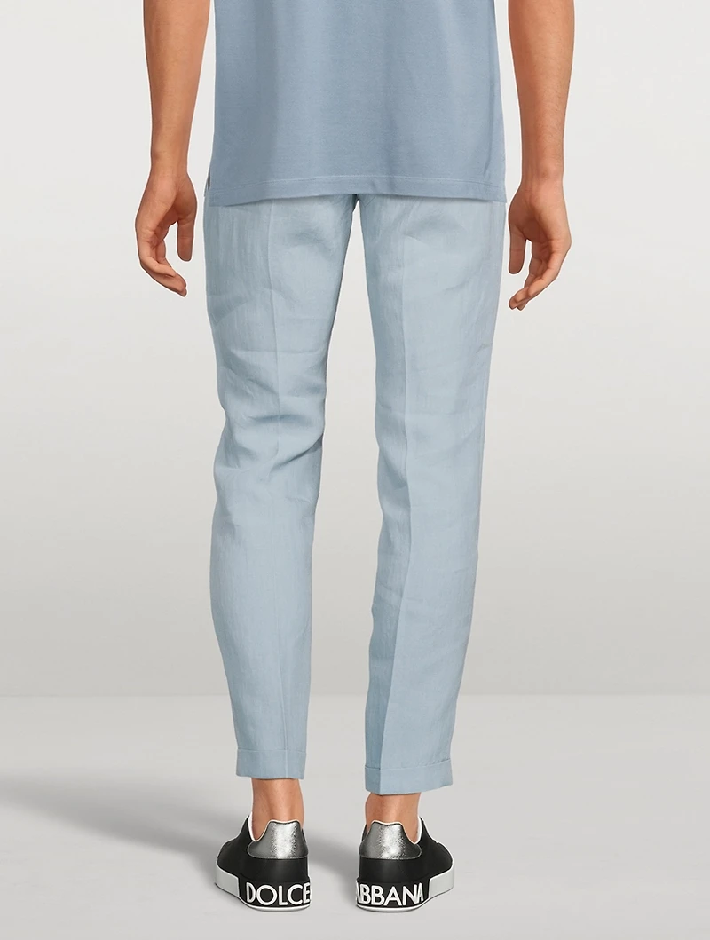 Linen Flat-Front Pants