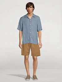 Linen-Blend Double-Pleat Shorts